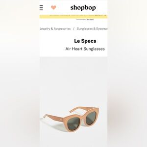 Le Specs Air Heart sunglasses; Carmel Khaki Mono
